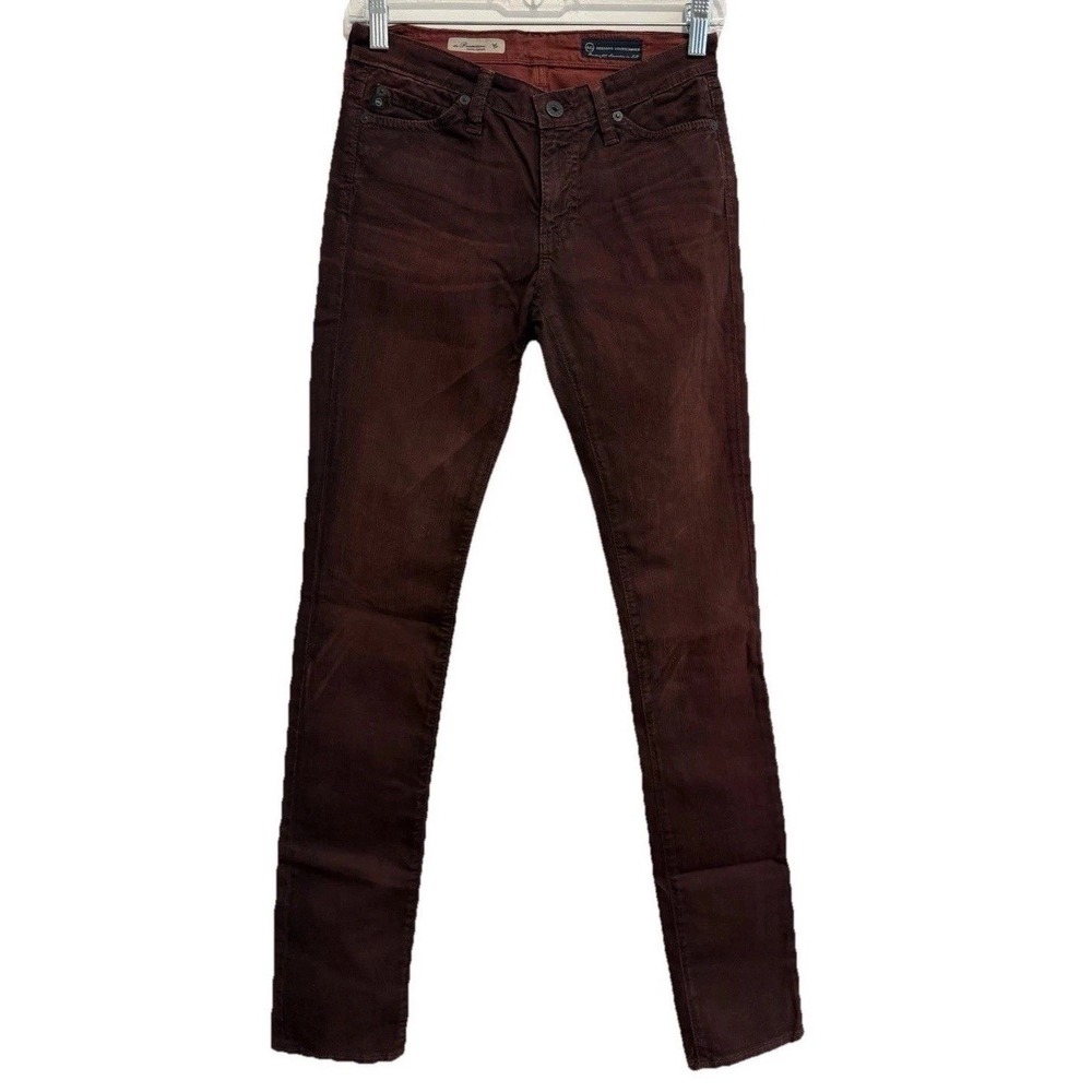 AG Adriano Goldschmied The Premiere‎ Corduroy Skinny Jeans Women Burgundy 25R